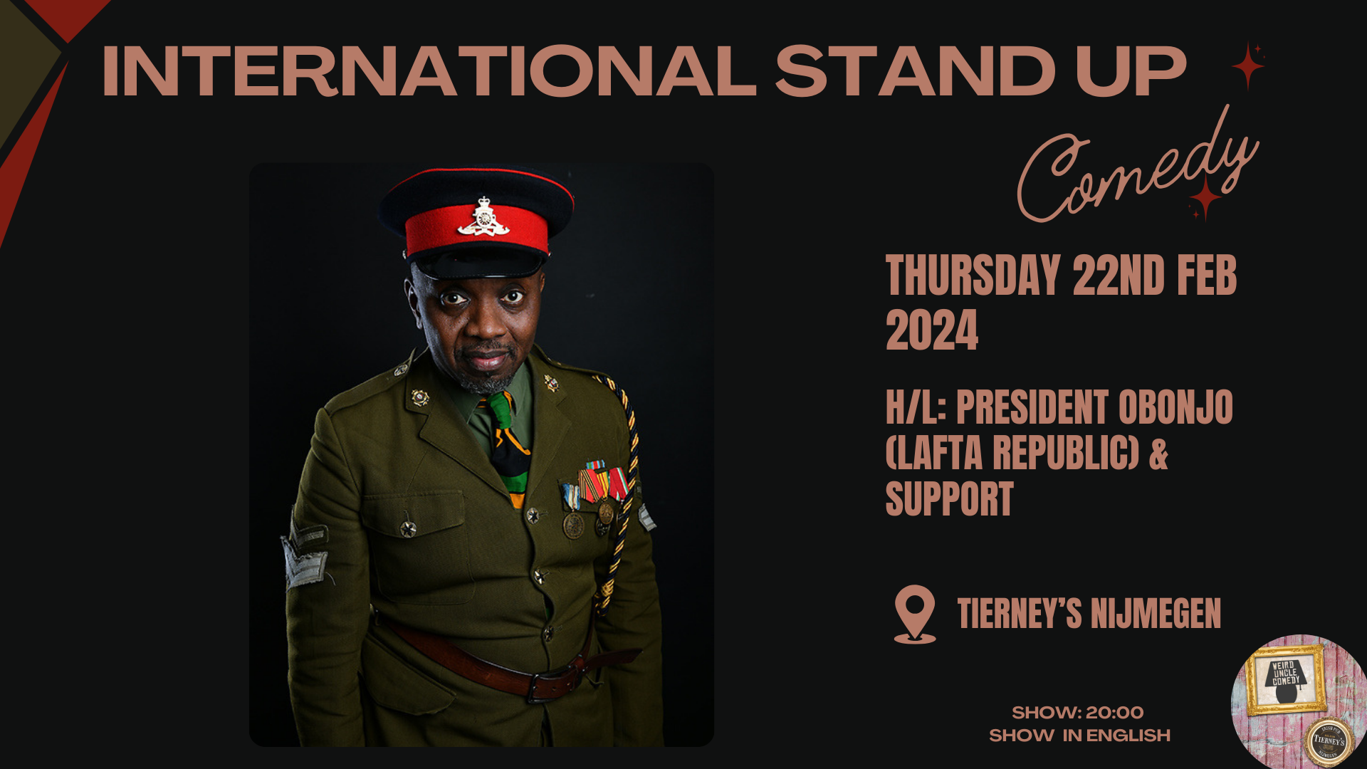 Ticket kopen voor evenement International Stand Up Comedy  H/L Pres Obonjo & Support