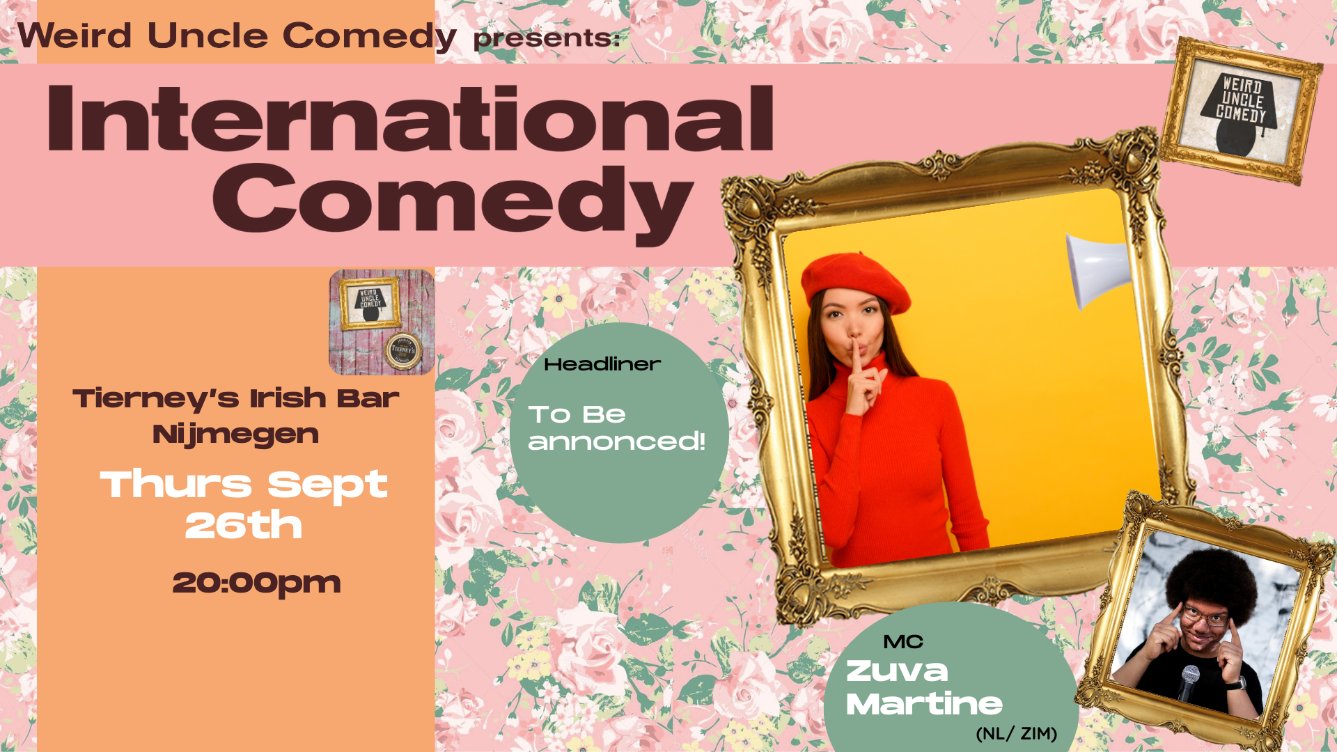 Ticket kopen voor evenement International Stand Up Comedy @Tierneys Nijmgen  H/L to be announced